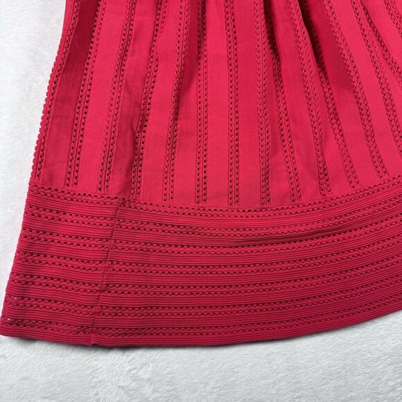 Maje Jubio Crochet Cut Out Midi Skirt Red Pleated Womens Size 2 - Picture 3 of 10